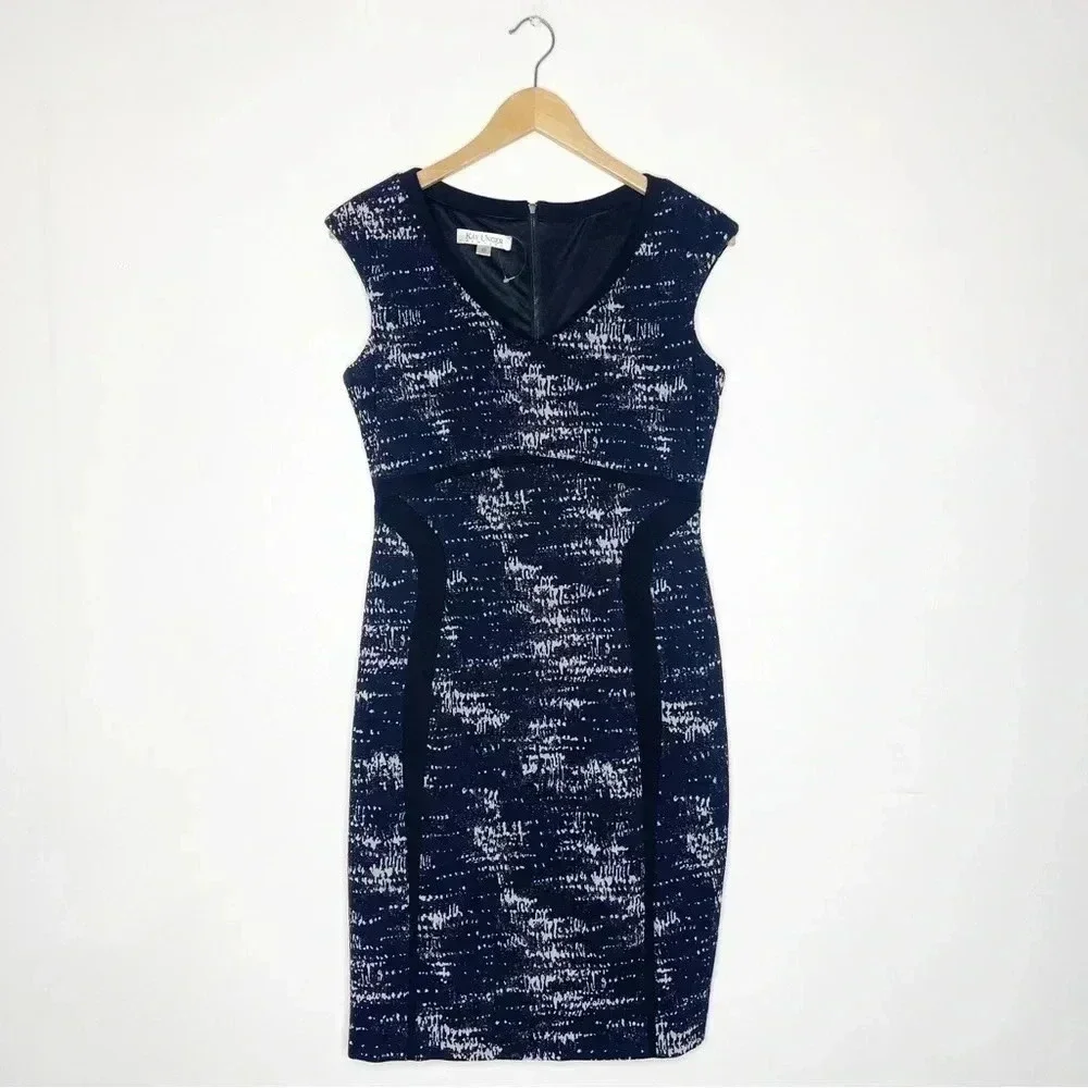 Kay Unger Sheath Black Splatter Cap Sleeve Dress Size 10 - Picture 1 of 6